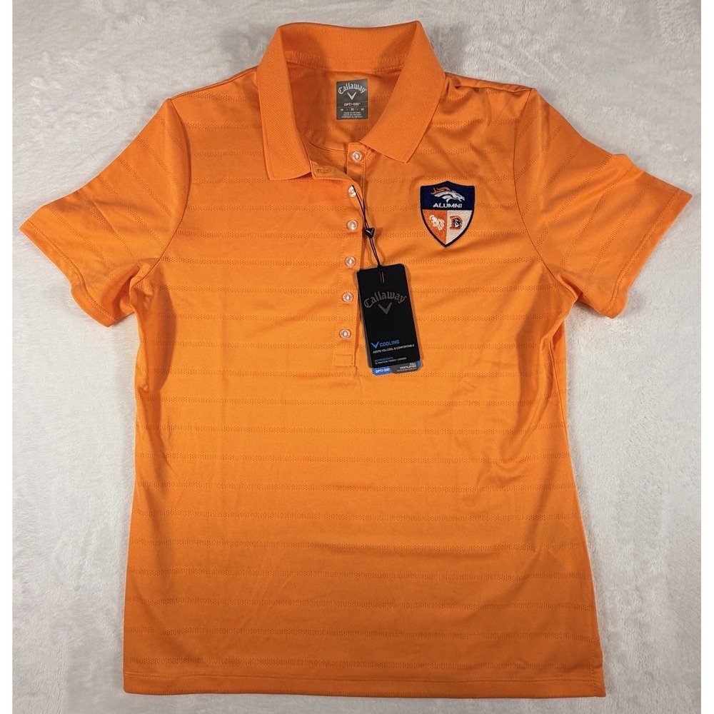 NWT Callaway Denver Broncos Polo Women's Sz M Orange Opti Dri Cooling Stripe‎
